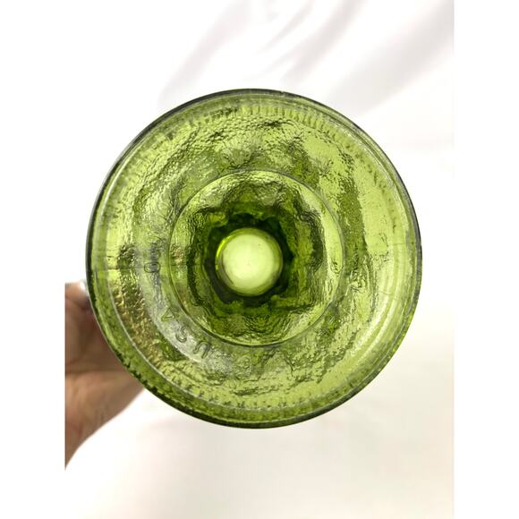 Vintage Avocado Green Compote Crinkle Glass Pedestal Bowl E. O. Brody 6.5" Tall - Picture 8 of 12
